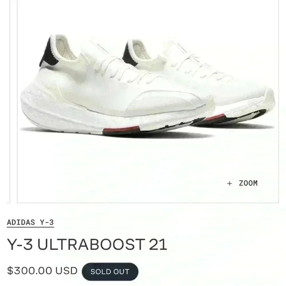 Adidas Y-3 Ultraboost 21 Shoes H67477 White Yohji Yamamoto Size 10 (WORN ONCE) - Picture 1 of 12